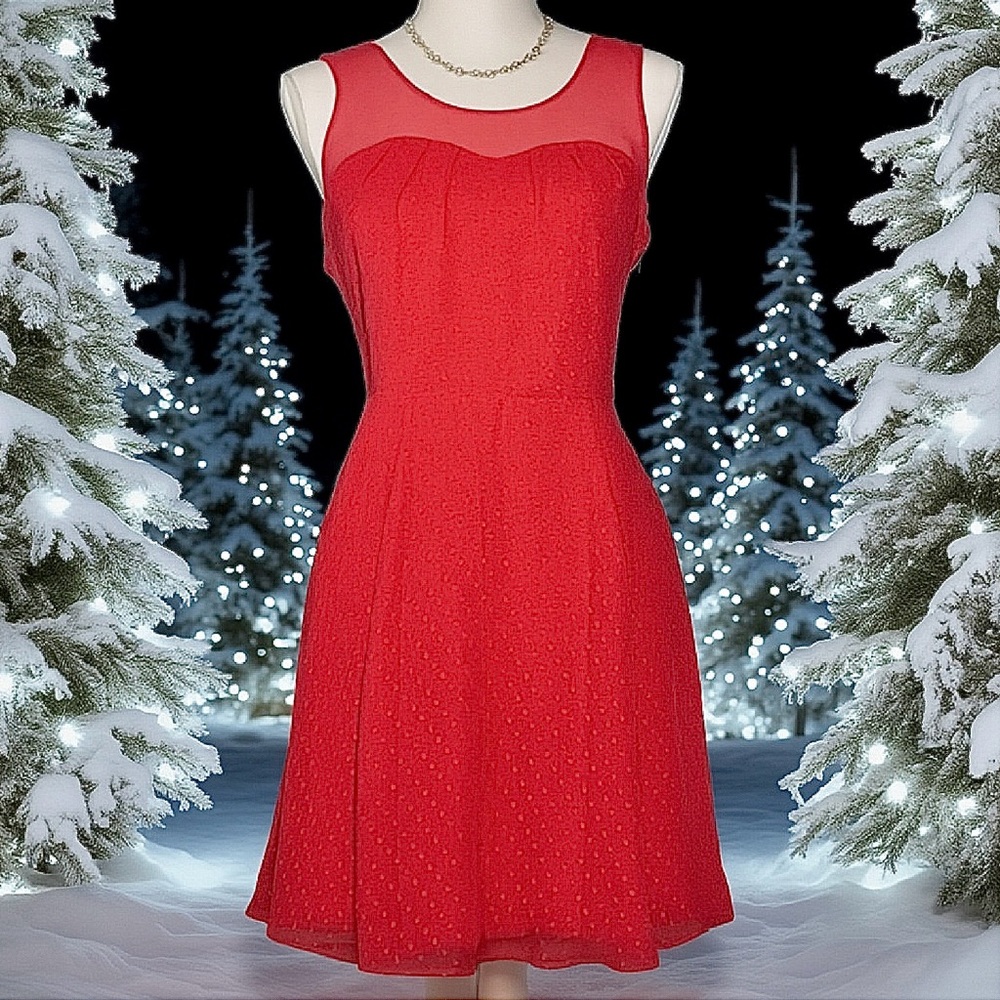 Express Fit and Flare Bright Coral Dress - Picture 9 of 9
